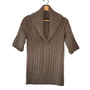 BANANA REPUBLIC Brown 100% Merino Wool Short Sleeved Knit Sweater size Small